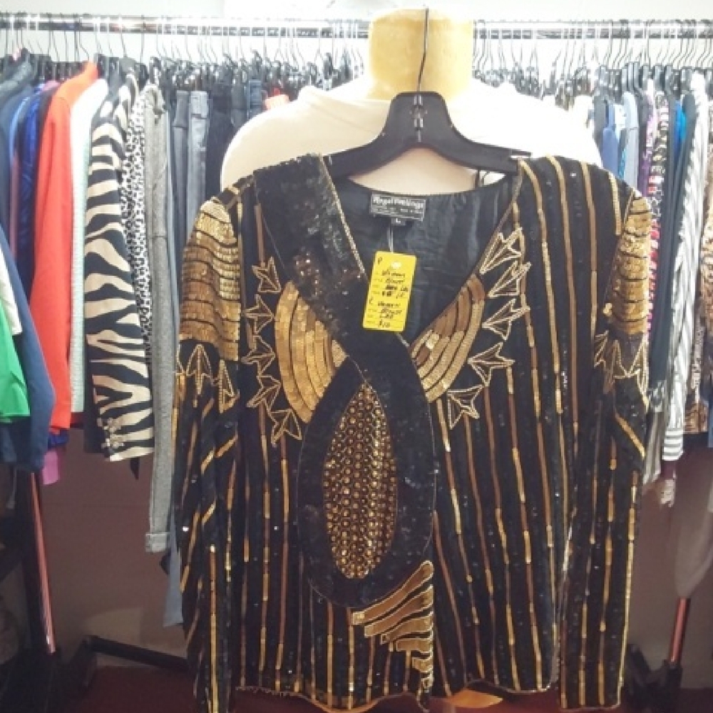 Black and Gold Sequin Women's Top